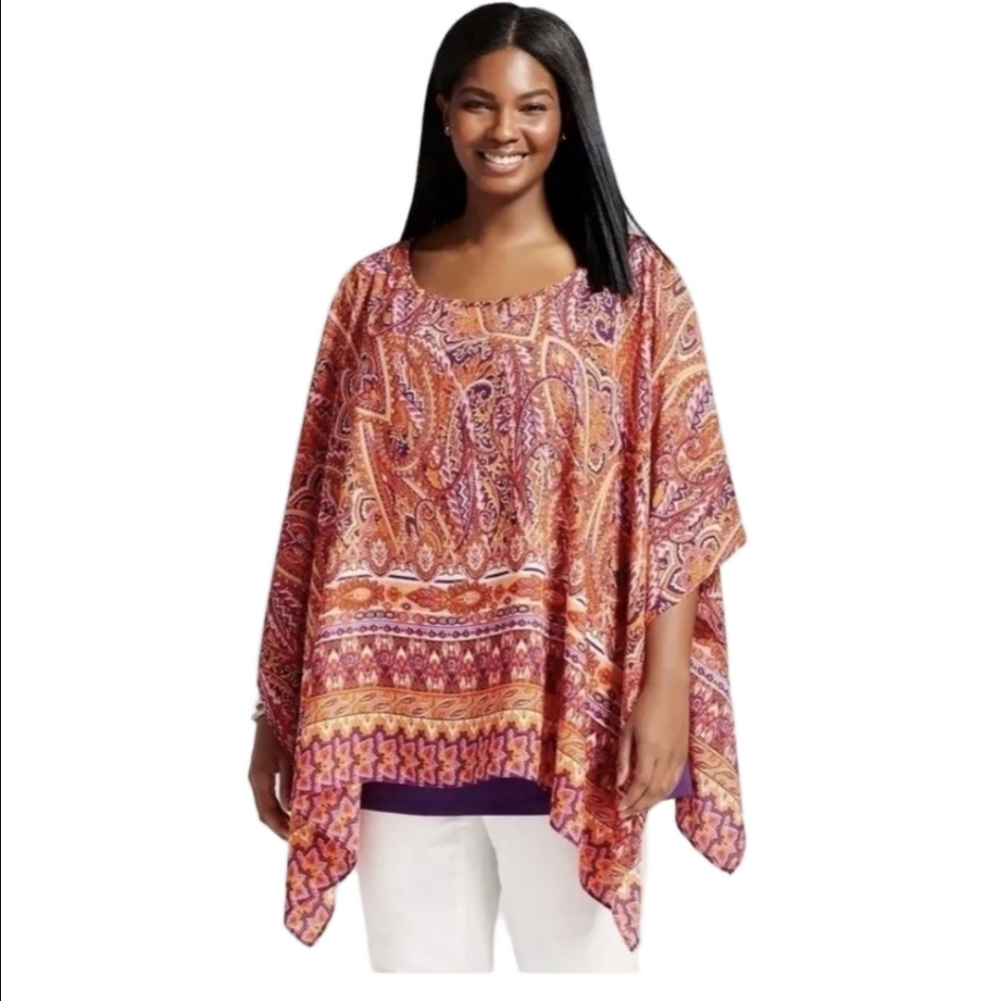 Como Black Tunic Plus Size 2X Multicolor Resortwear